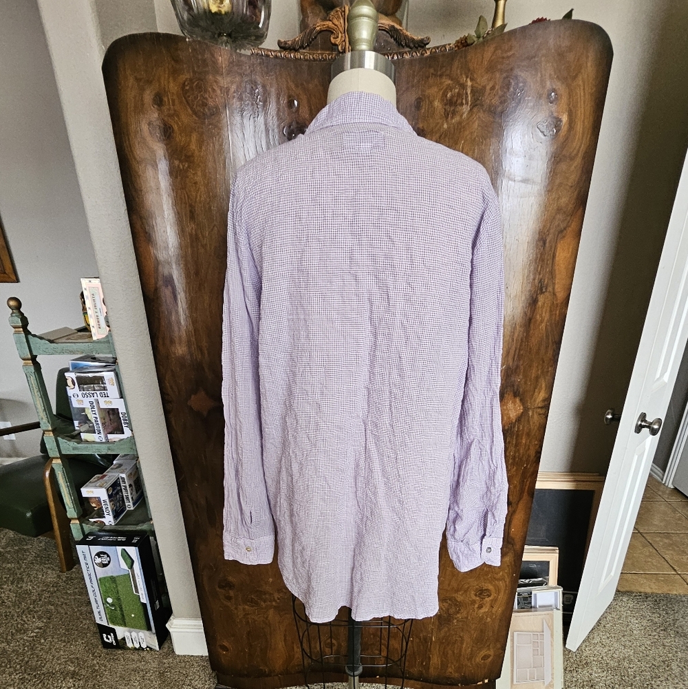 Johnny Was Purple Floral Embroidered Button Down Shirt - Picture 3 of 8